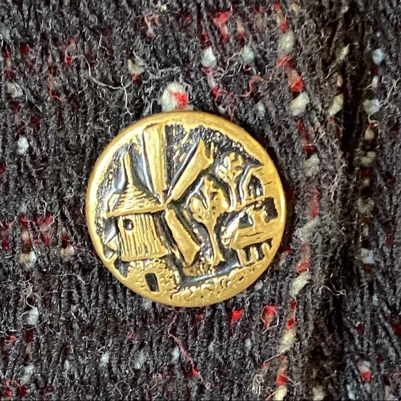 Vintage 70’s Fair Isle Poncho Cape Sturbridge By Roosevelt Black Red Knit Womens - Picture 10 of 11